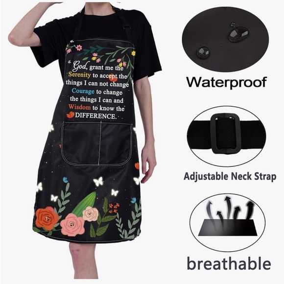 2/$25 BNWT Serenity Prayer Apron Religious Gift Cooking Apron w Pocket Colourful - Picture 3 of 11